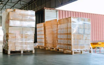 istockphoto-1157049310-170667a Stack of cardboard boxes on pallet at distribution warehouse for load into container